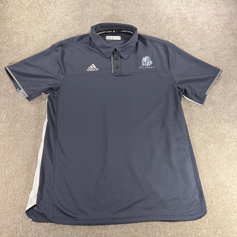 Adidas Polo Drake Bulldogs Mens Large Gray Short Sleeve Sport Performance Shirt